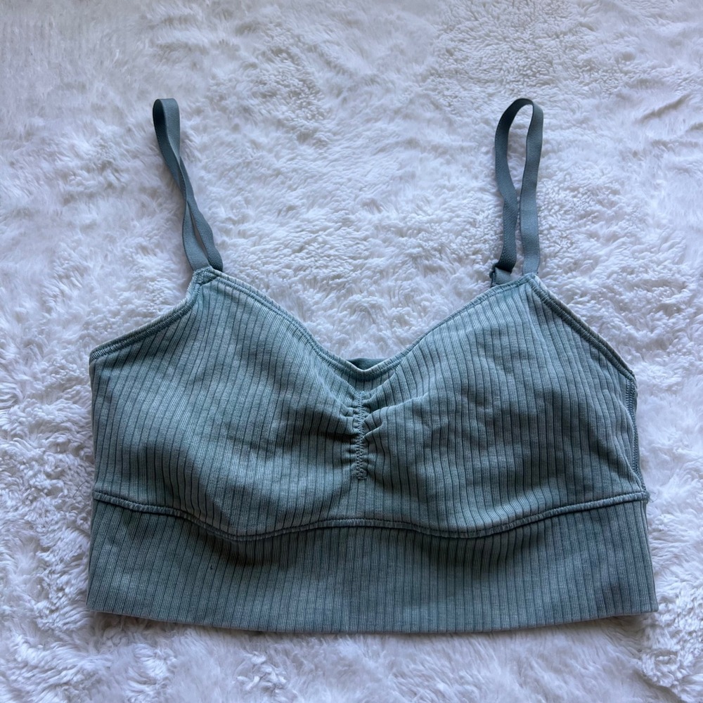 OFFLINE by Aerie Recharge Ribbed Bralette Sage Green XS Adjustable Straps NWOT